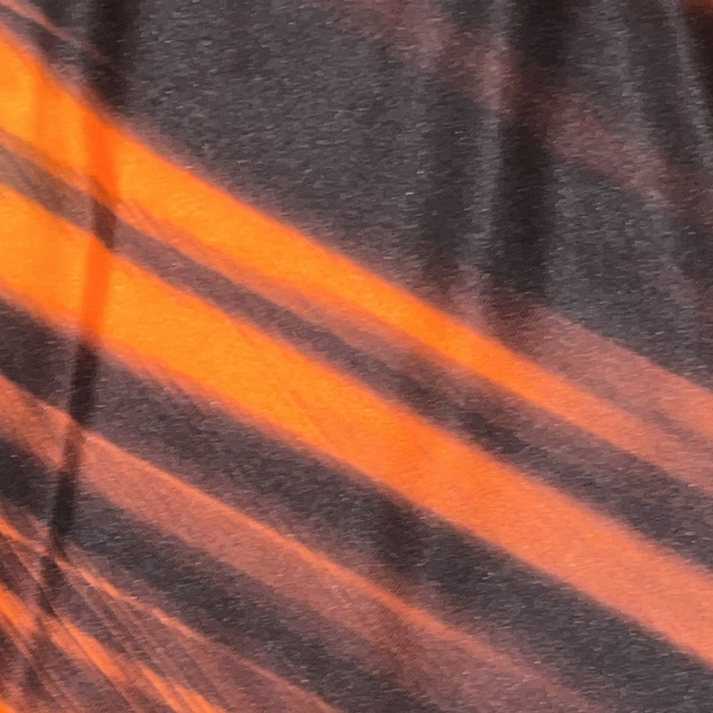 Orange and black striped short sleeve shirt. - Picture 9 of 10